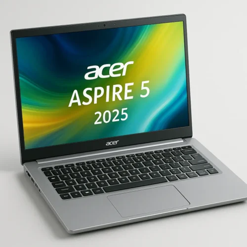 Acer Aspire 5 (2025) budget laptop for college students – sleek silver design with colorful display