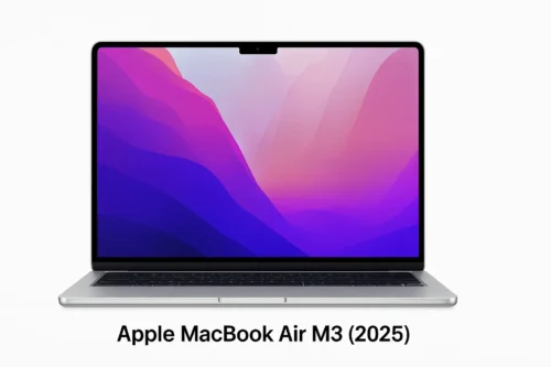 Front view of Apple MacBook Air M3 (2025) with vibrant display and sleek silver body