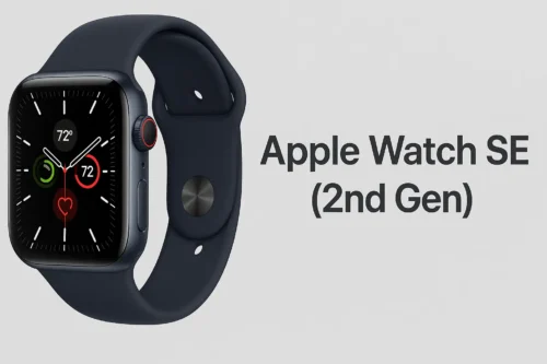 Apple Watch SE 2nd Gen with dark blue sport band – best smartwatch for seniors in 2025