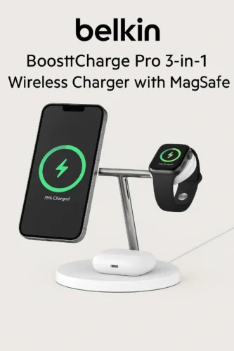 Belkin BoostCharge Pro 3-in-1 Review (2025) – Is It Still the Best MagSafe Charging Station? 8 Belkin BoostCharge Pro 3-in-1 charging iPhone, Apple Watch, and AirPods with MagSafe