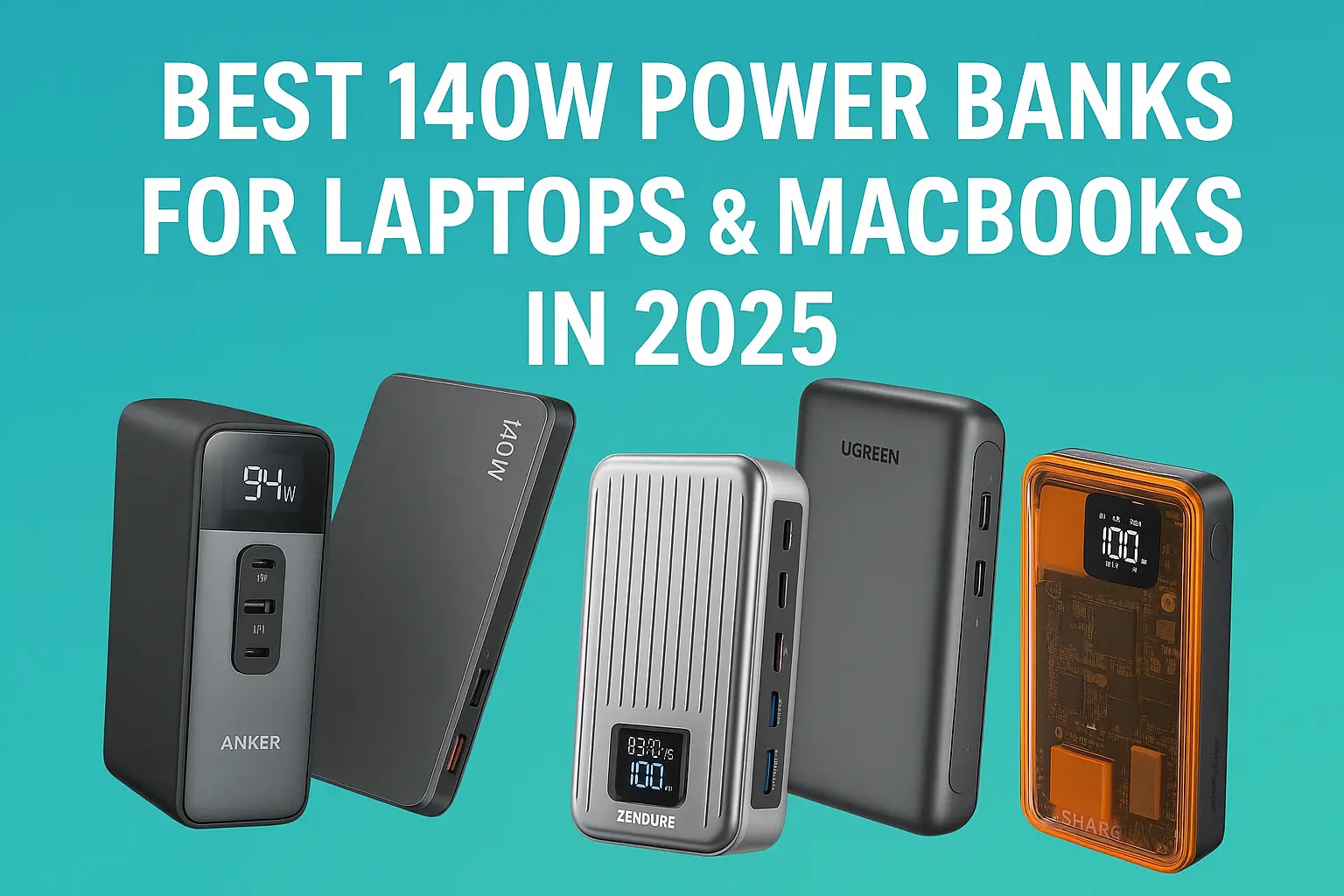 Best 140W power banks for laptops and MacBooks in 2025 – featuring Anker, Baseus, Zendure, UGREEN, and Shargeek models