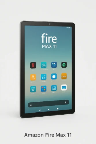 Best for Productivity - Amazon Fire Max 11 Tablet with app icons on display in portrait view