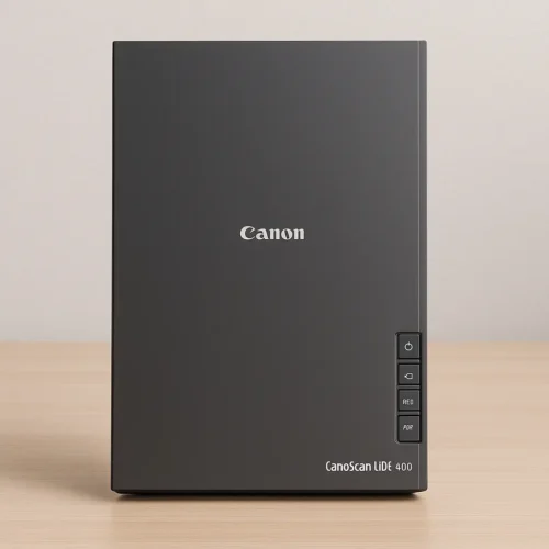 Canon CanoScan LiDE 400 best portable flatbed scanner on wooden surface