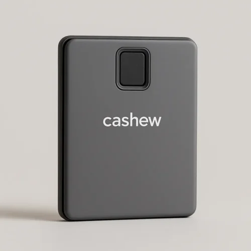 Best Smart Wallets with GPS in 2025 – Track Your Wallet Anytime, Anywhere 11 Cashew Smart Wallet in matte gray with fingerprint scanner and white logo