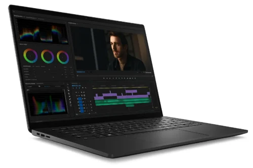 Dell Precision 5680 (2025) laptop with professional video editing software on screen
