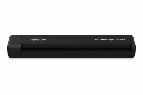 Epson RapidReceipt RR-70W portable scanner front view on white background