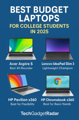Comparison of top budget laptops for college students in 2025 including Acer, Lenovo, HP, and Chromebook models