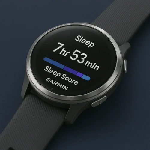 Garmin Venu 3 smartwatch showing sleep score and sleep stage data
