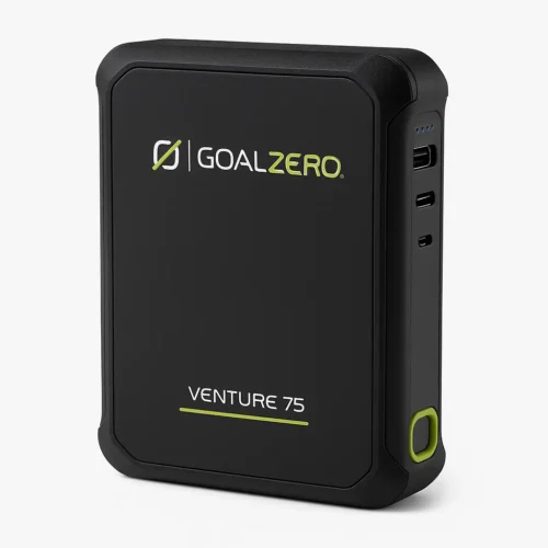 Goal Zero Venture 75 portable power bank with USB-A and USB-C ports on a white background