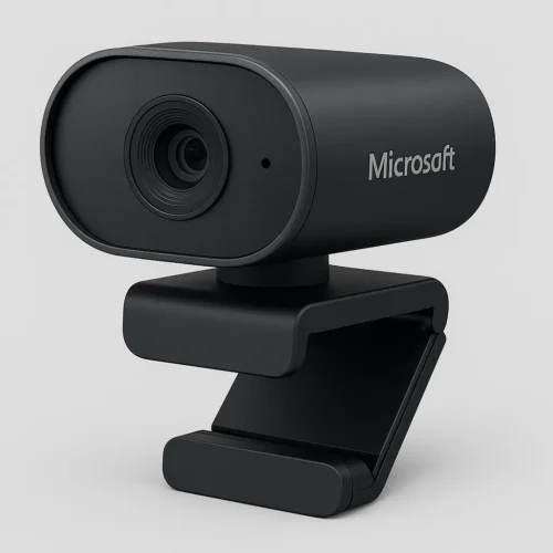 Microsoft Modern Webcam with cylindrical matte black design and clip mount - best webcam for video call