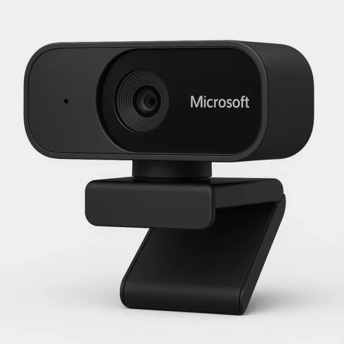 Microsoft Modern Webcam front view with clip mount and privacy shutter