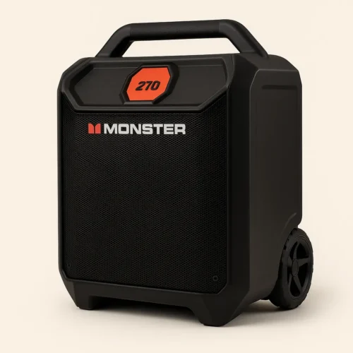 Monster Rockin’ Roller 270 waterproof portable speaker with wheels and rugged design