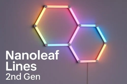 Nanoleaf Lines 2nd Gen LED light panels forming hexagonal shapes on wall – 2025