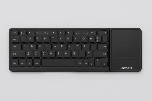 Top view of Samsers foldable Bluetooth keyboard with integrated touchpad and compact key layout