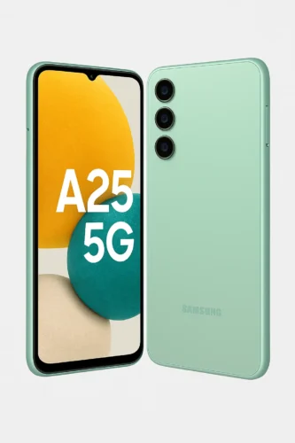 Samsung Galaxy A25 5G Review (2025) – Budget Powerhouse with Flagship Feel? 8 Samsung Galaxy A25 5G Review in Mint Green – Front and Back Angled View