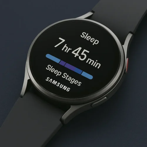 Samsung Galaxy Watch displaying sleep duration and sleep stage graph
