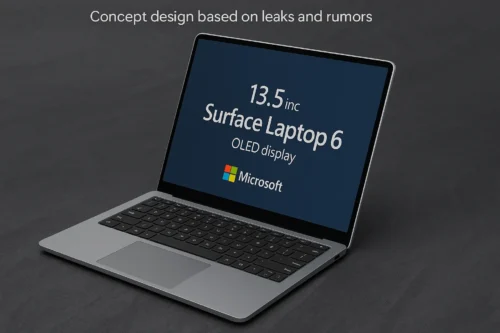 Concept design of Microsoft Surface Laptop 6 based on leaks and rumors
