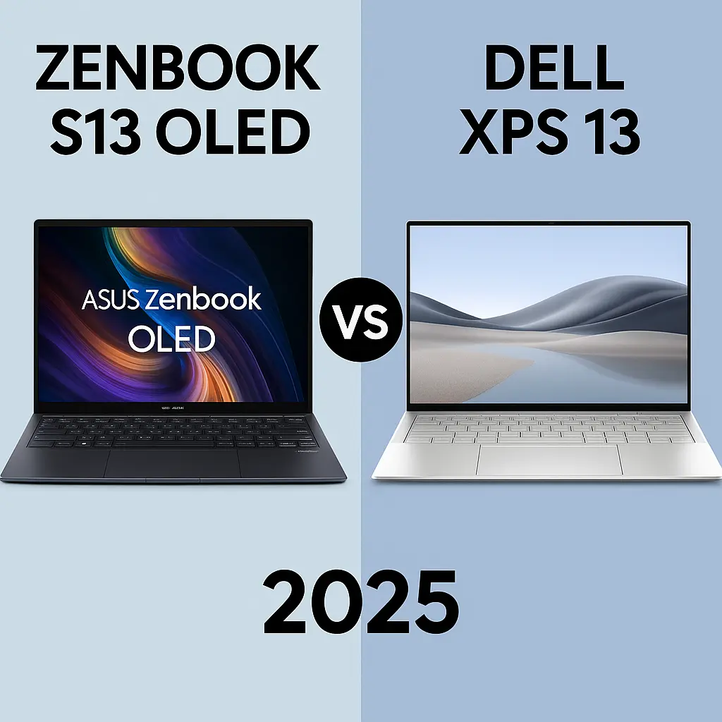Zenbook S13 OLED vs Dell XPS 13 side-by-side laptop comparison 2025
