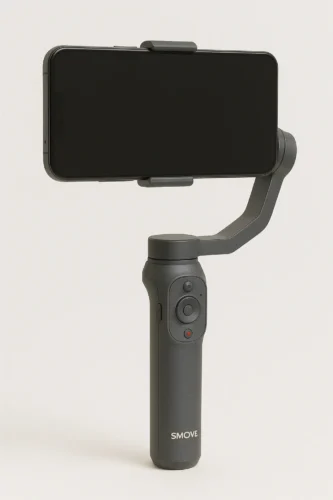 Smove Mobile Pro 2025 gimbal stabilizer with smartphone mounted – 2025