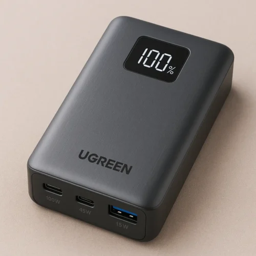 UGREEN 145W Power Bank with USB-C and USB-A ports and digital charge display